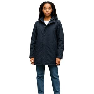 Abercrombie Fitch Jacket Womans Size L Navy Adirondack‎ Trench Hooded Vintage